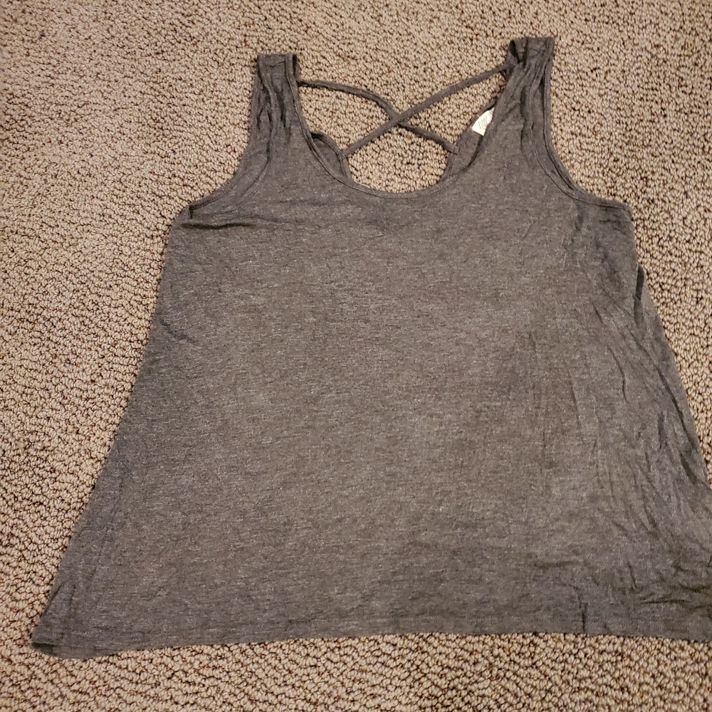 Strapless criss-cross Grey sleeveless top